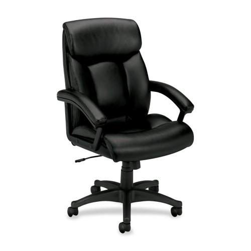 HON Leather Executive Chair - High-Back Computer Chair for Office Desk, Black (VL151)