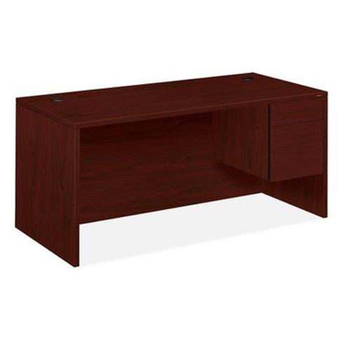 10500 Series Right Pedestal Desk | 1 Box / 1 File Drawer | 66"W x 30"D x 29-1/2"H | Mahogany Finish