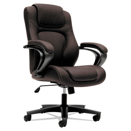 HON Managerial Office Chair- High-Back Computer Desk Chair with Loop Arms , Brown (VL402)