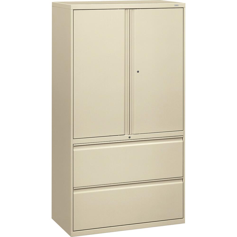 HON Brigade 800 H885LS Lateral File - 36" x 18" x 67" - 2 Drawer(s) - 3 Shelve(s) - Finish: Putty