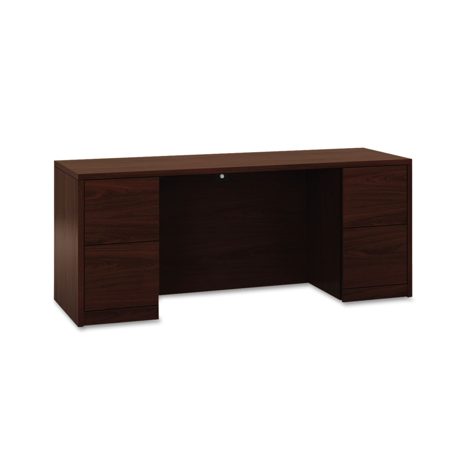 HON 10500 H105900 Pedestal Credenza - 72" x 24" x 29.5" - 4 x File Drawer(s) - Double Pedestal - Flat Edge - Finish: Mahogany