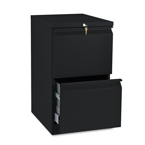 HON Brigade Mobile Pedestal | 2 File Drawers | Full Radius Pull | 15"W x 19-7/8"D x 28"H | Black Finish