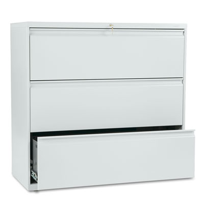 HON Brigade 800 H893 Lateral File - 42" x 18" x 40.9" - 3 Drawer(s) - Finish: Light Gray