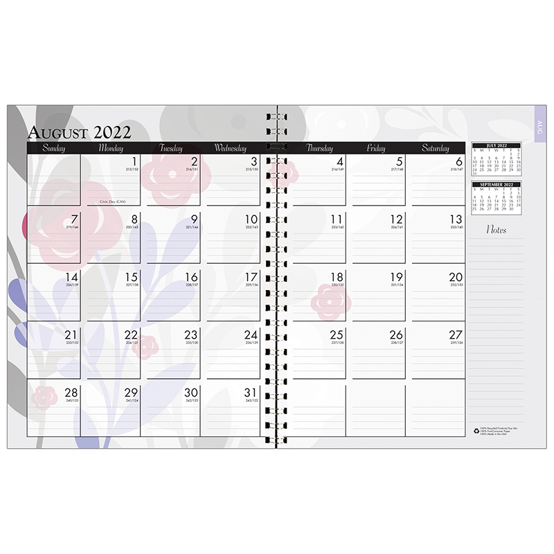 Monthly and Weekly Academic Calendar Planner, Wild Flower, July-August, 7" x 9"