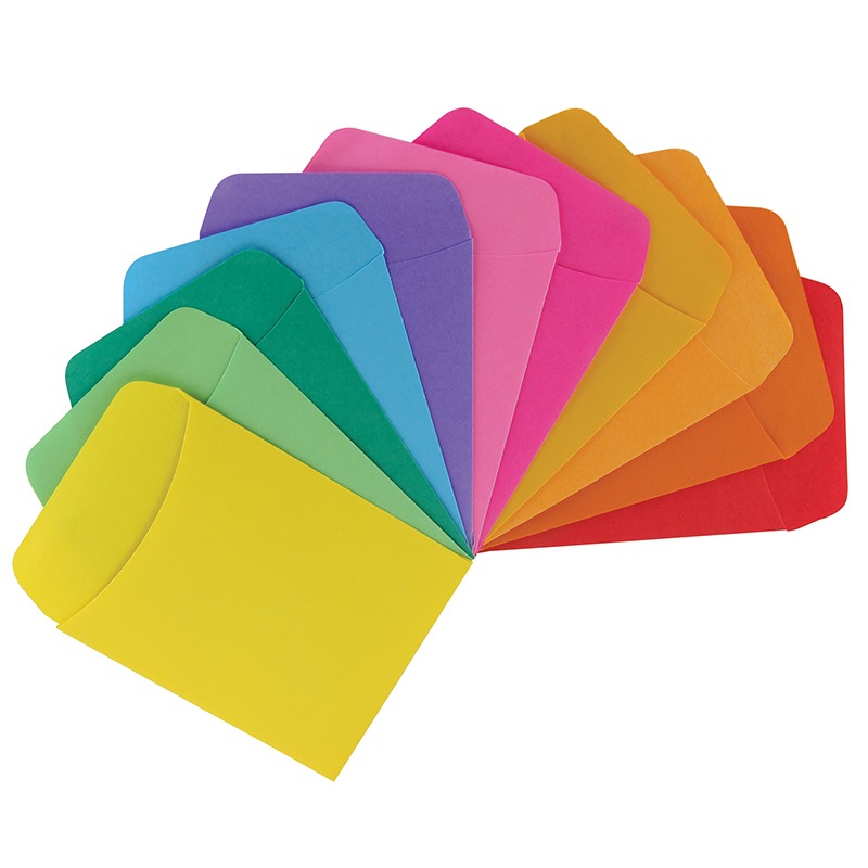 Non-Adhesive Library Pockets, 3.5" x 4.875", 6 Each of 5 Colors, Pack of 30