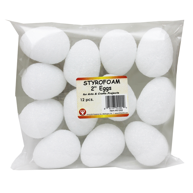 Styrofoam Eggs, 2", Pack of 12