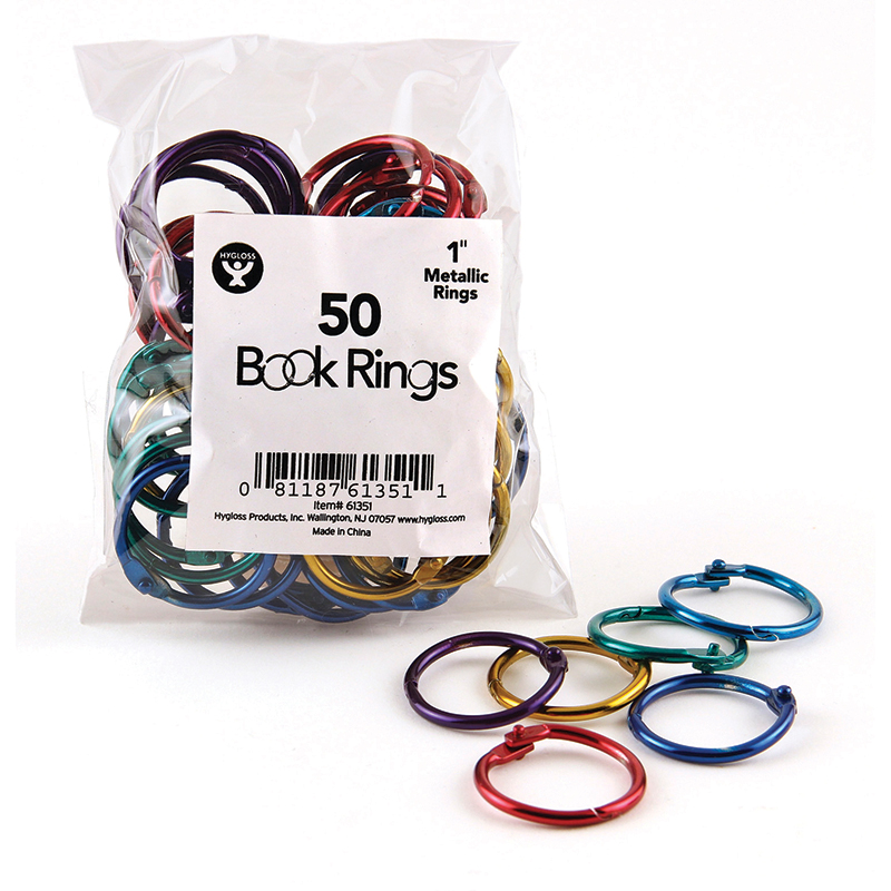 Metallic Book Rings, 1", Pack of 50