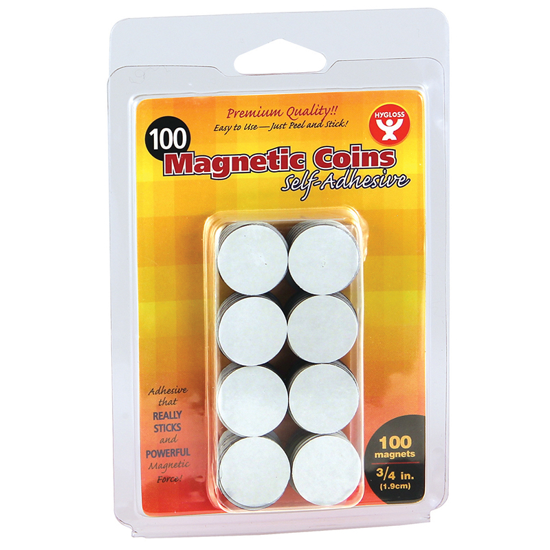 Self-Adhesive Magnetic Coins- 100, 3/4" coins