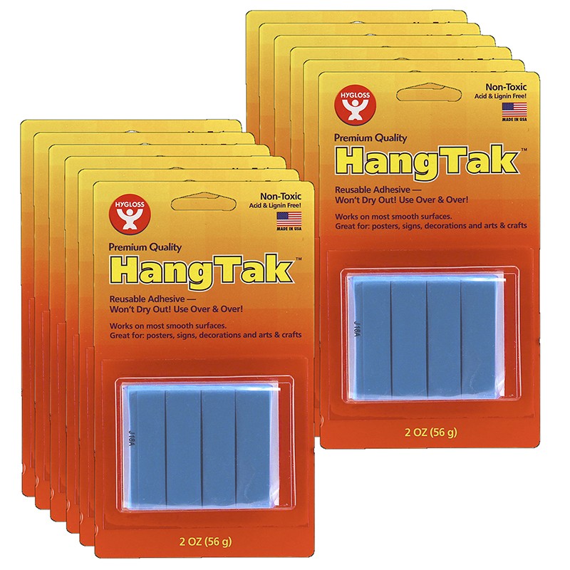 HangTak Reusable Adhesive, Blue, 2 oz. Per Pack, 12 Packs