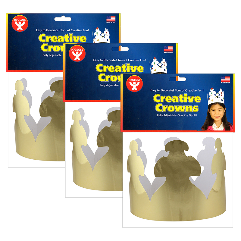 Bright Gold Crowns, 24 Per Pack, 3 Packs