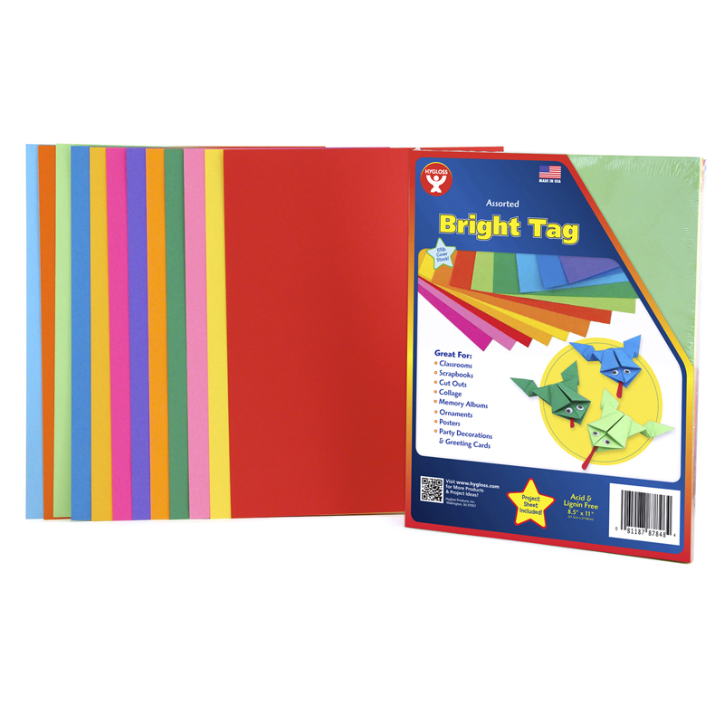 Bright Tag, 8-1/2" x 11", 12 Assorted Colors, 48 Sheets