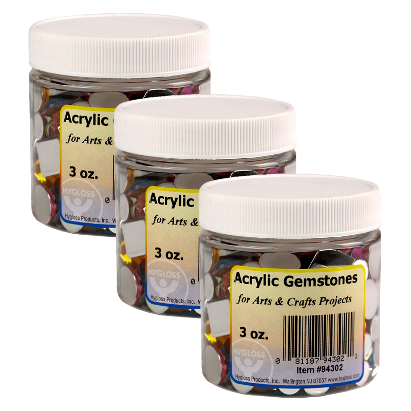 Acrylic Gemstones 3oz. Per Pack, 3 Packs