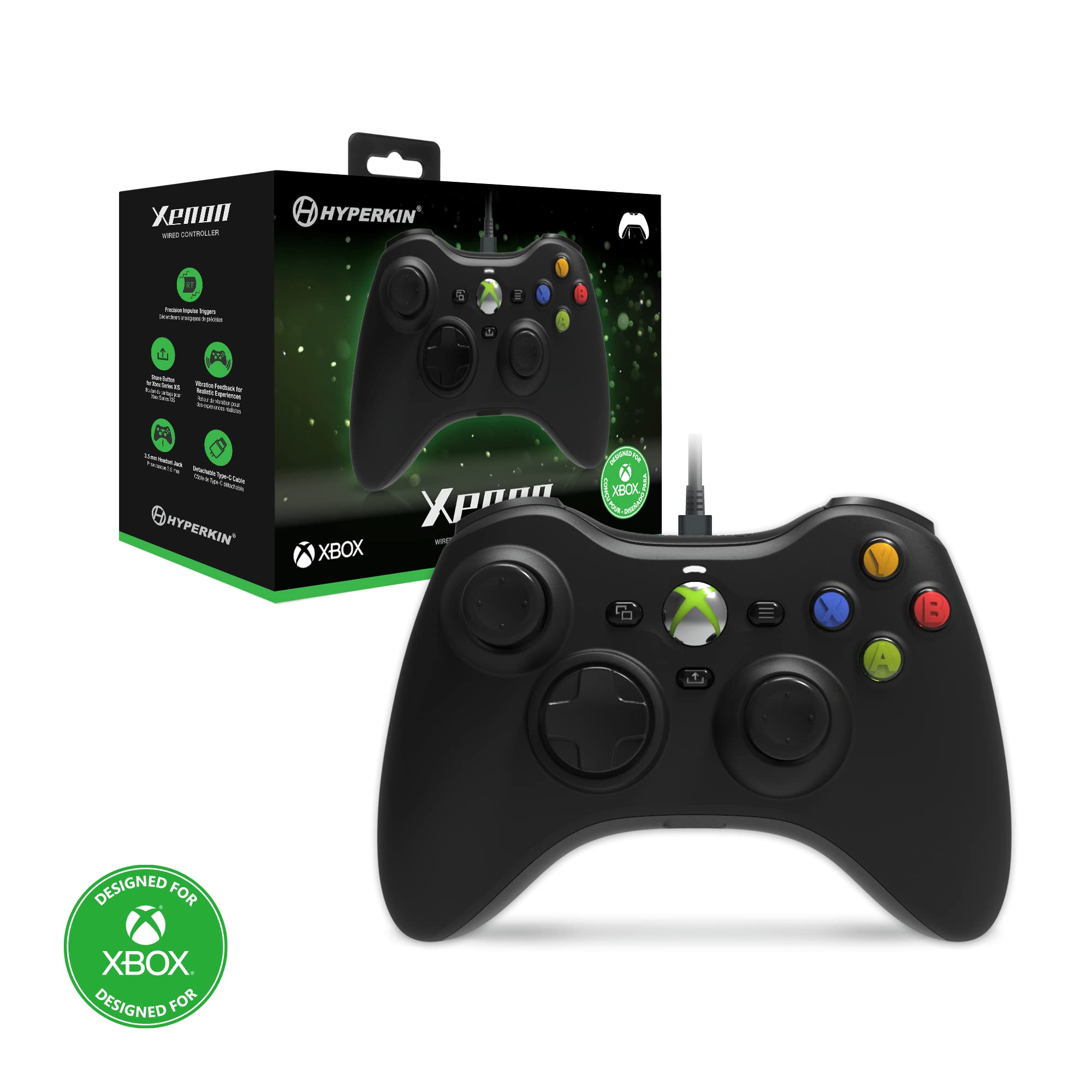 HYPERKIN M01368-BK XENON WIRED CONTROLLER FOR XBOX