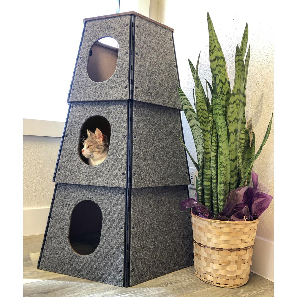 Happystack Cat Tower Model HS3HXGRY1 Hexagon Design in Grey Indoor/Outdoor Carpet