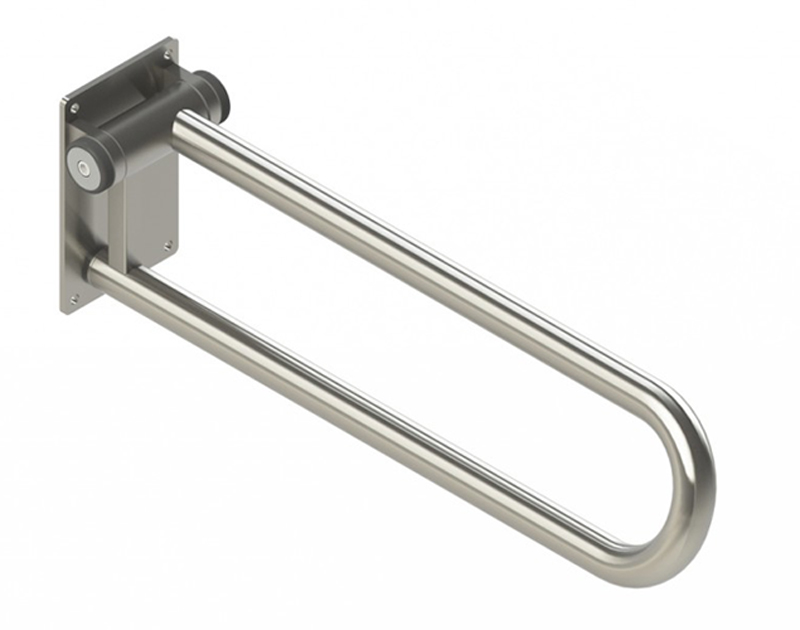 32"/81cm P.T. Rail Hinged Grab Bar, Left, Bright Polish Chrome