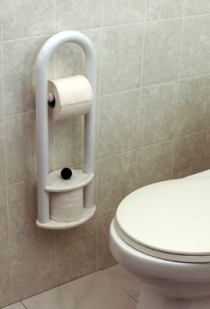 Invisia Wall Toilet Roll Holder with Integrated Support Rail - Magnolia White