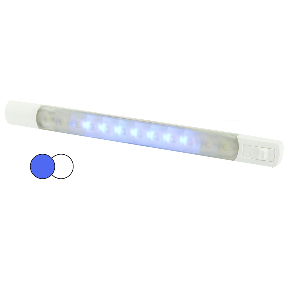 Hella Marine Surface Strip Light w/Switch - White/Blue LEDs - 12V