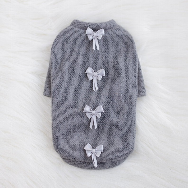 Dainty Bow Sweater - Large Pewter
