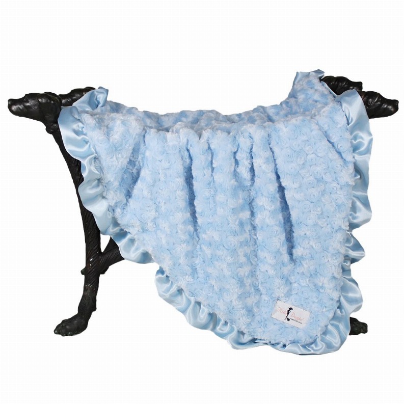 Ruffle Baby Dog Blanket - Large Baby Blue