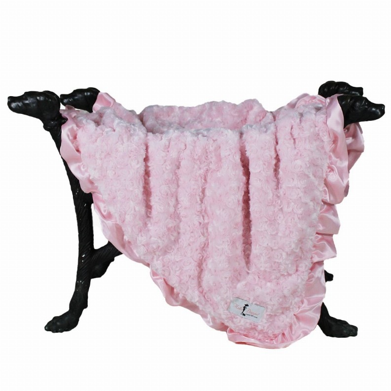 Ruffle Baby Dog Blanket - Large Baby Pink
