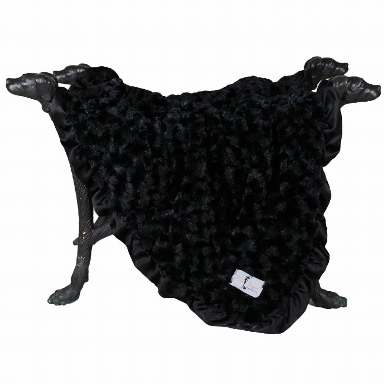 Ruffle Baby Dog Blanket - Large Black