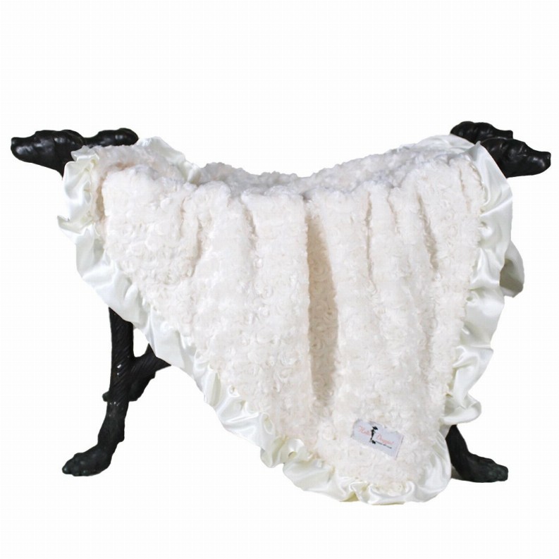 Ruffle Baby Dog Blanket - Small Cream