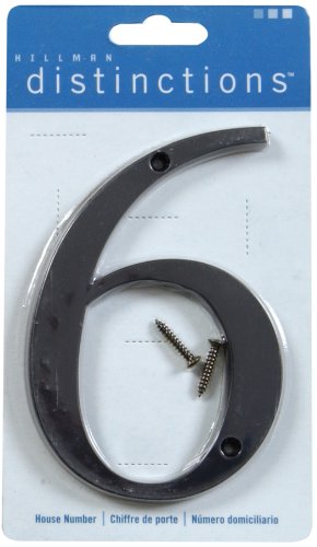 CHR-BLK-DIST-FLSH-4IN-#6 (Distinctions 4 in. Flush Mount Metal Number 6)