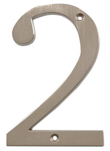 CHRT-NKL-DIST-FSH-4IN-#2 (Distinctions 4 in. Brushed Nickel Flush Mount House Number 2) -brushed nickel