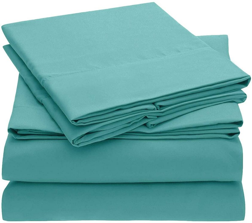 Embroidery Soft Sheet Set Wrinkle Resistant King Blue 