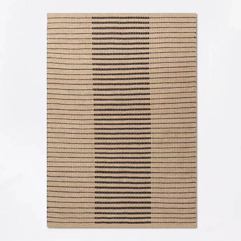 Hand Woven Striped Jute Cotton Wool Area Rug