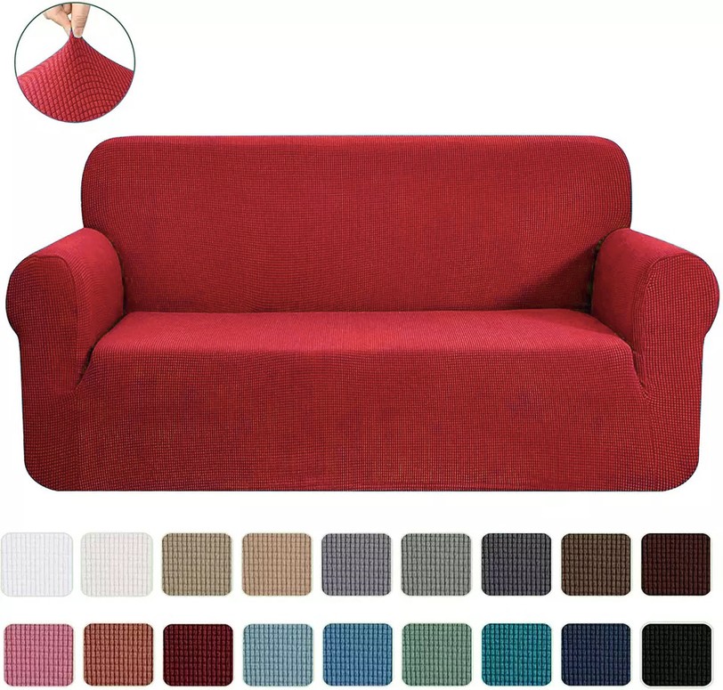 Slipcover Sofa & Loveseat Cover 4-Way Stretch Red