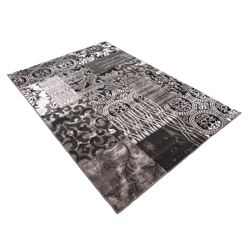 Vintage Chic Black Silky Area Rug