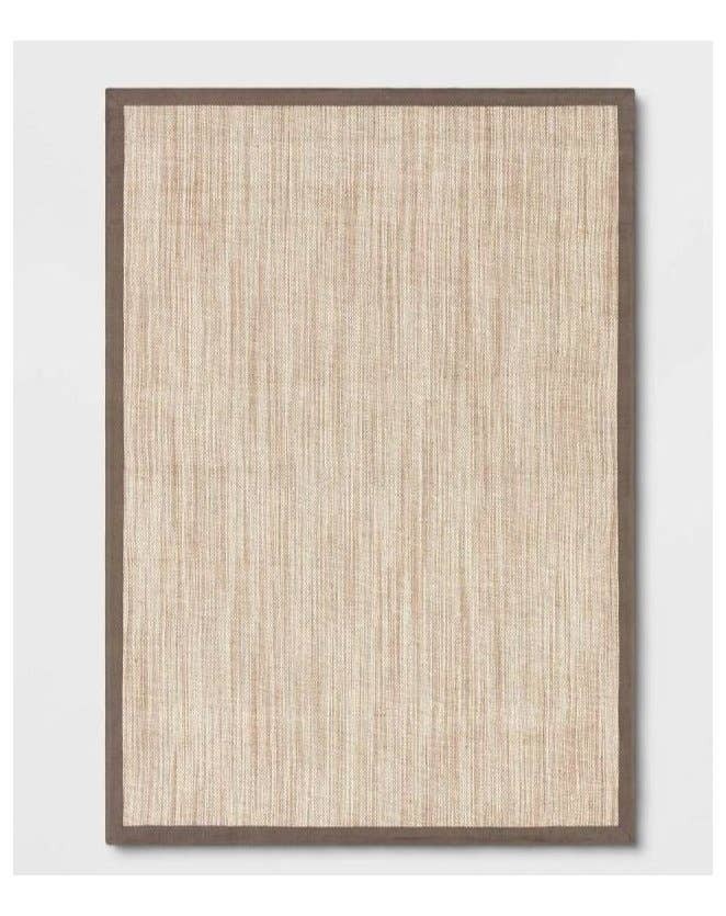 Woven Natural Jute Border Solid Area Rug