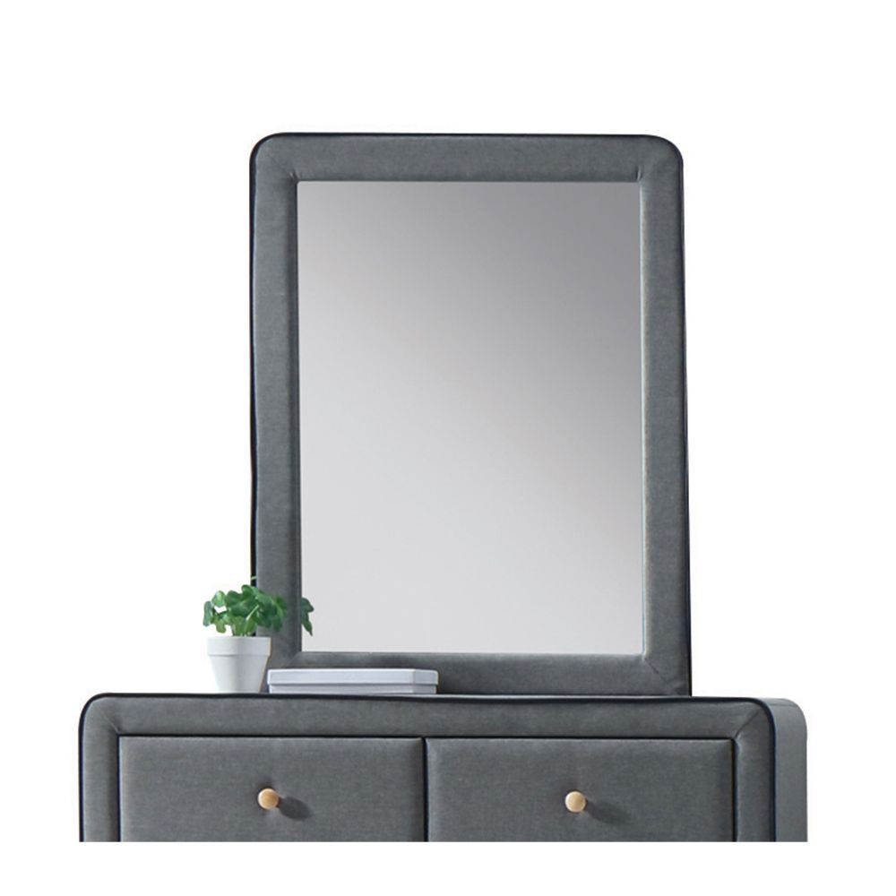 28" X 36" Light Gray Fabric Mirror