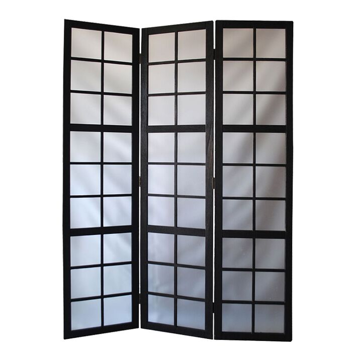 51" x 1" x 70" Black ,PVC And Wood, Frost Glass - Screen
