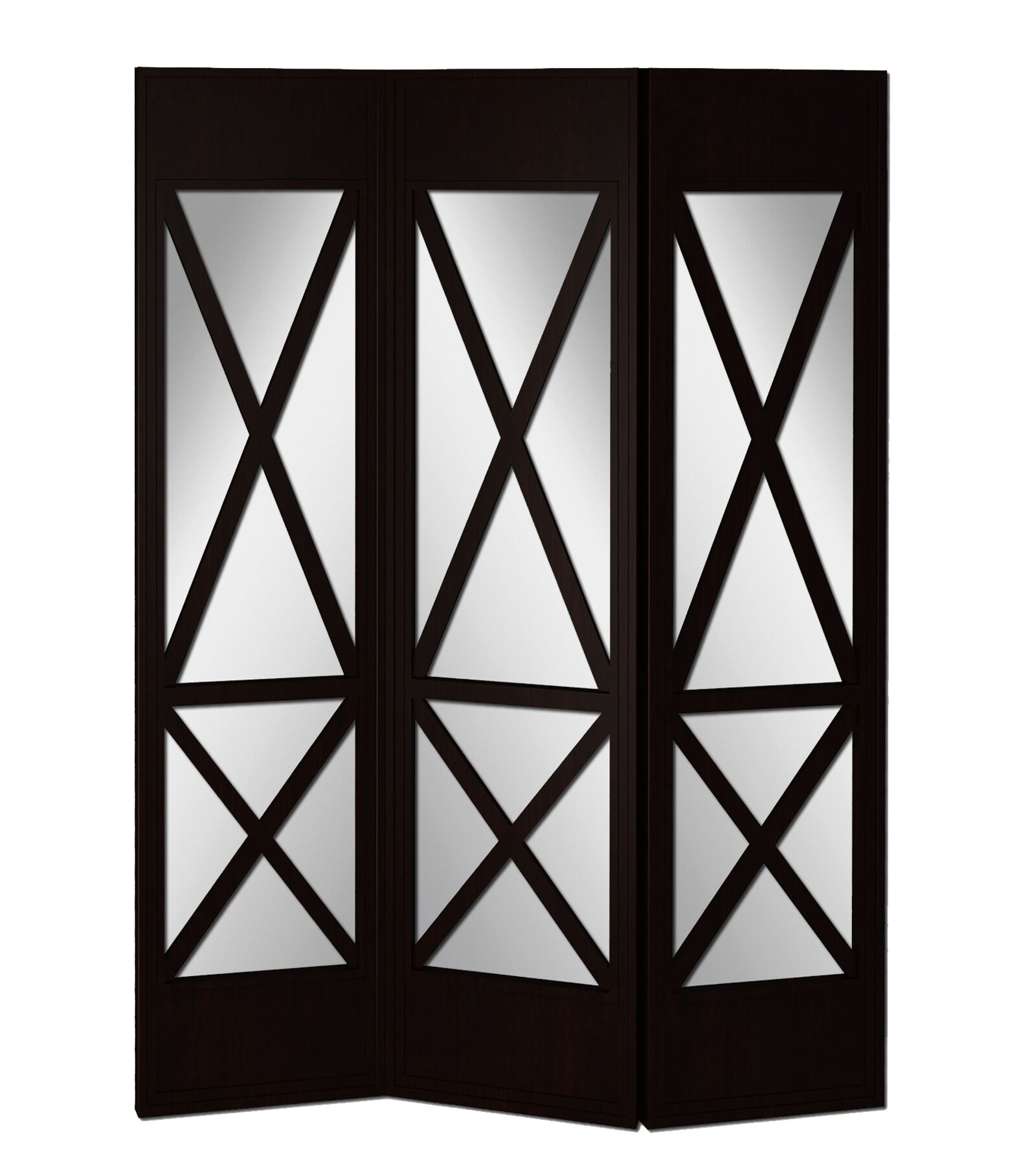 63" x 2" x 84" Black, Wood, Transverse, 3 Panel - Screen