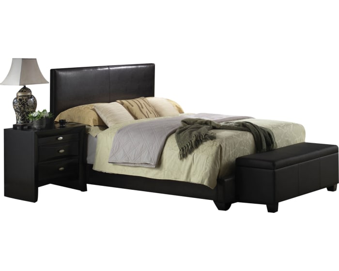 82" X 57" X 47" Full Black Pu Panel Bed