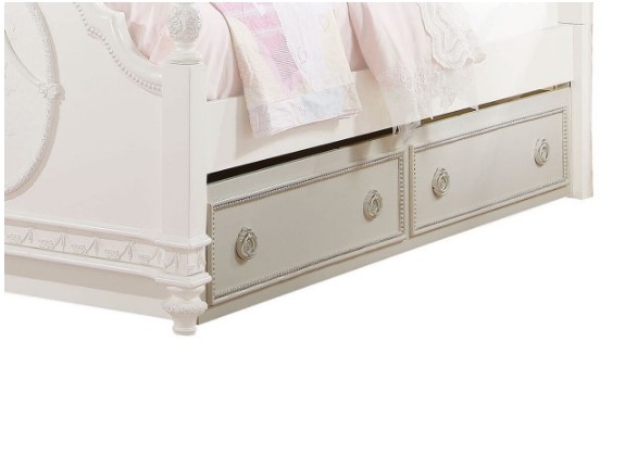 76" X 40" X 11" Twin Ivory Pine Wood Trundle