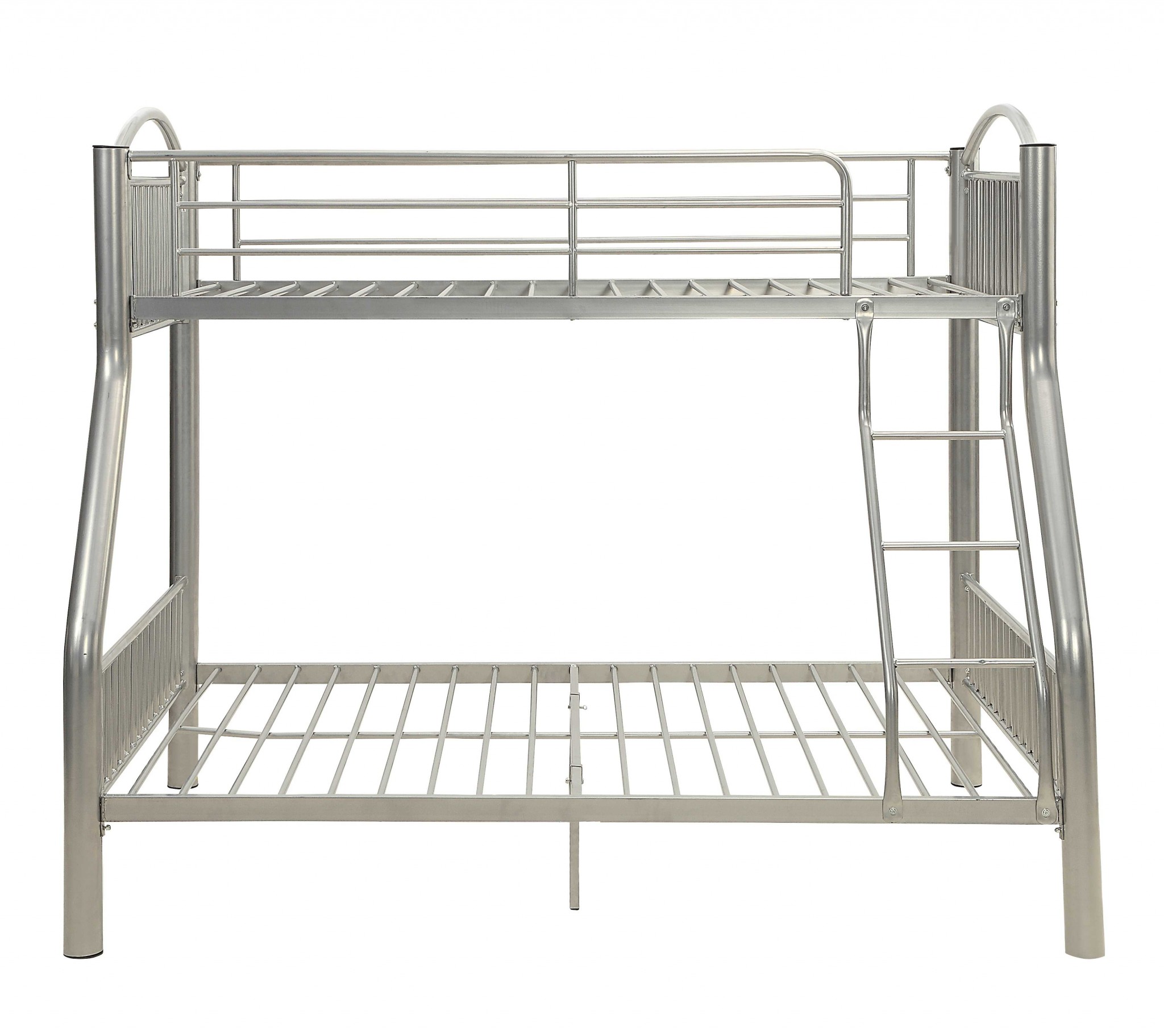 78" X 56" X 67" Silver Metal Twin Over Full Bunk Bed