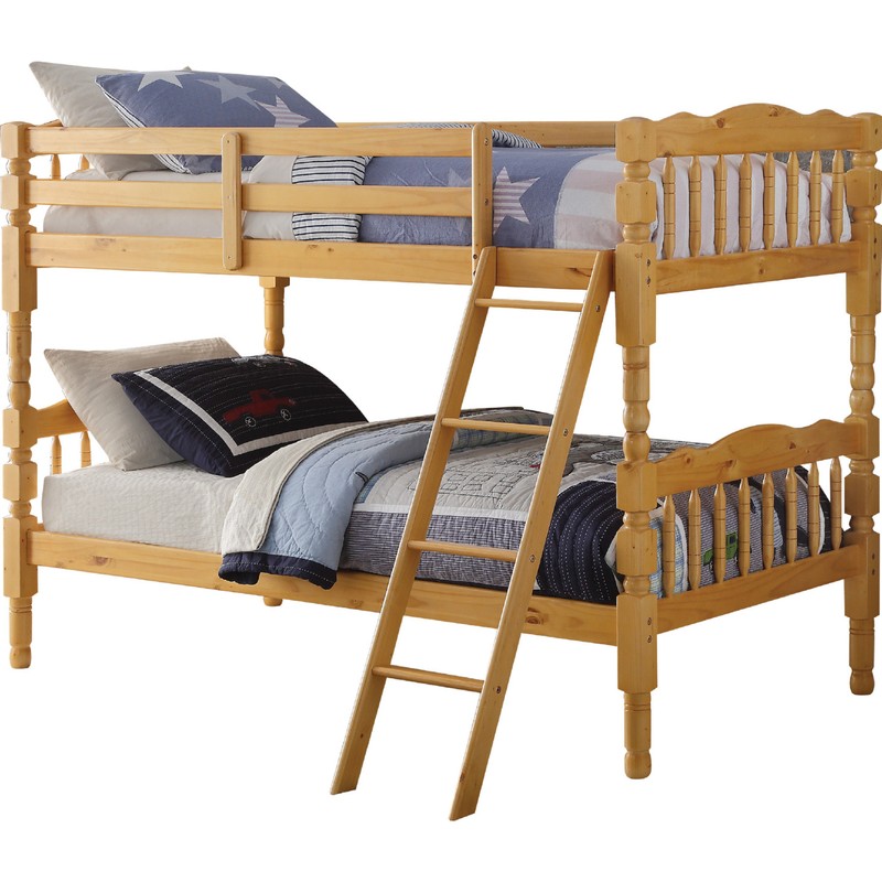 81" X 43" X 60" Twin Over Twin Natural Pine Wood Bunk Bed