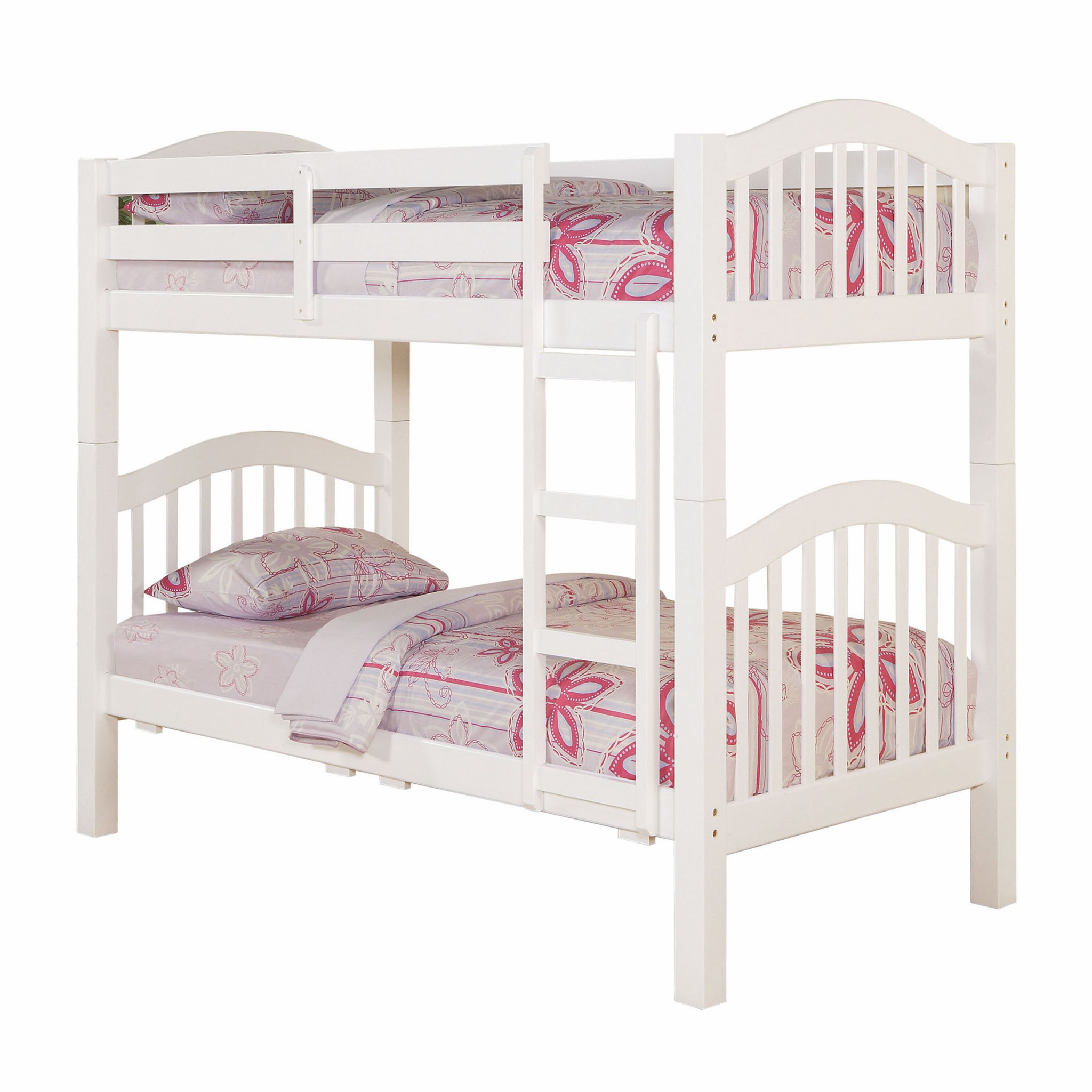 80" X 43" X 69" White Pine Wood Twin Over Twin Bunk Bed