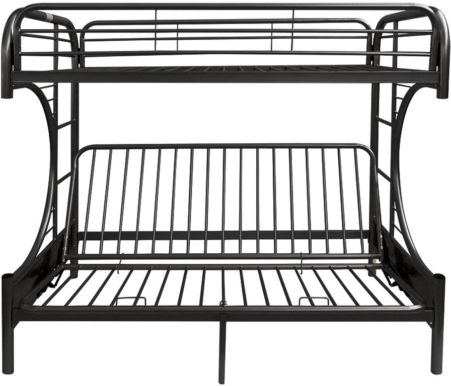 78" X 41" X 65" Twin Over Full Black Metal Tube Futon Bunk Bed