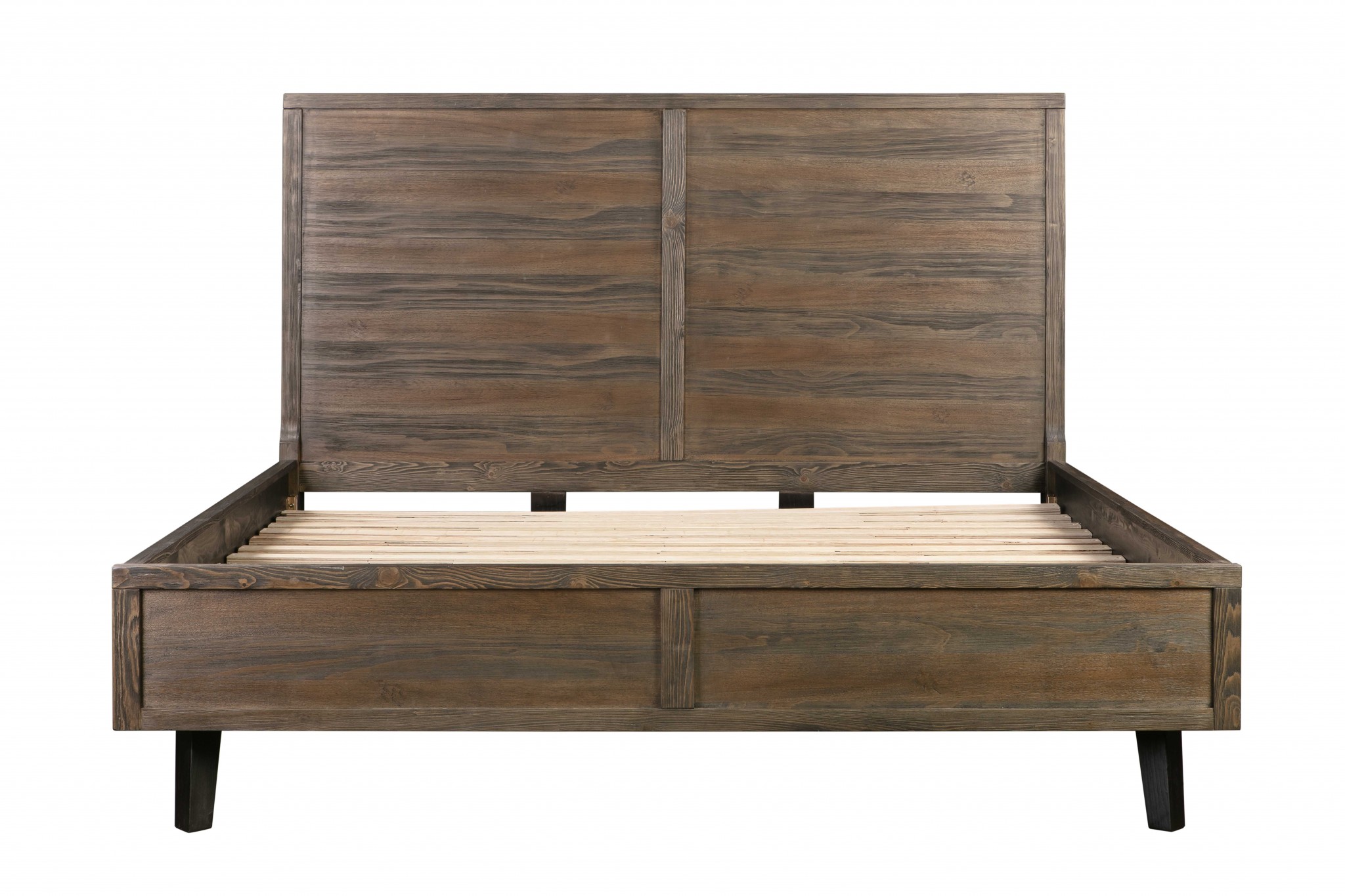 75" X 87" X 58" Brown Pine Wood King Bed