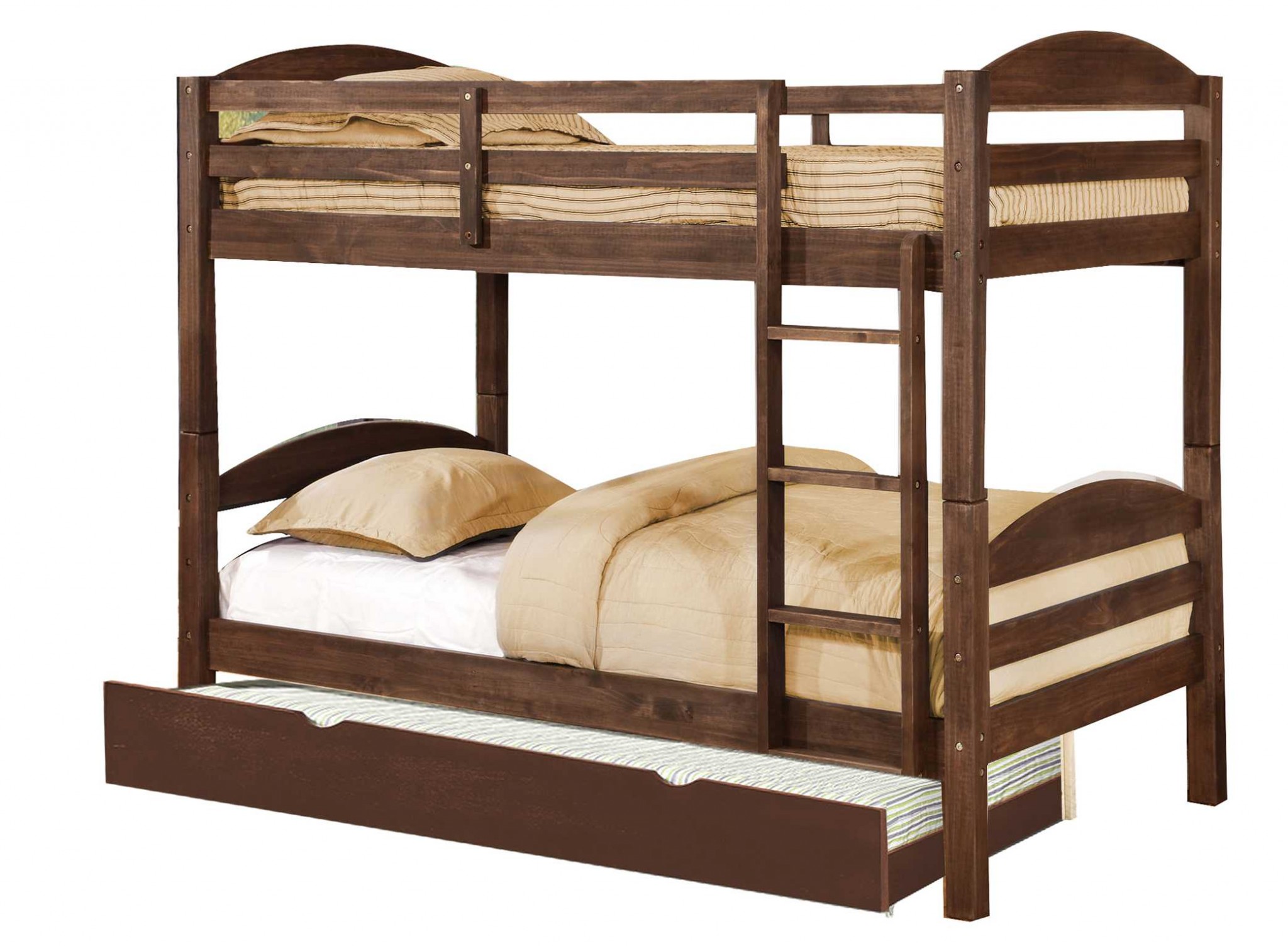 81" X 42.5" X 64.75" Brown Solid and Manufactured Wood Twin or Twin Bunk Bed with Matching Trundle