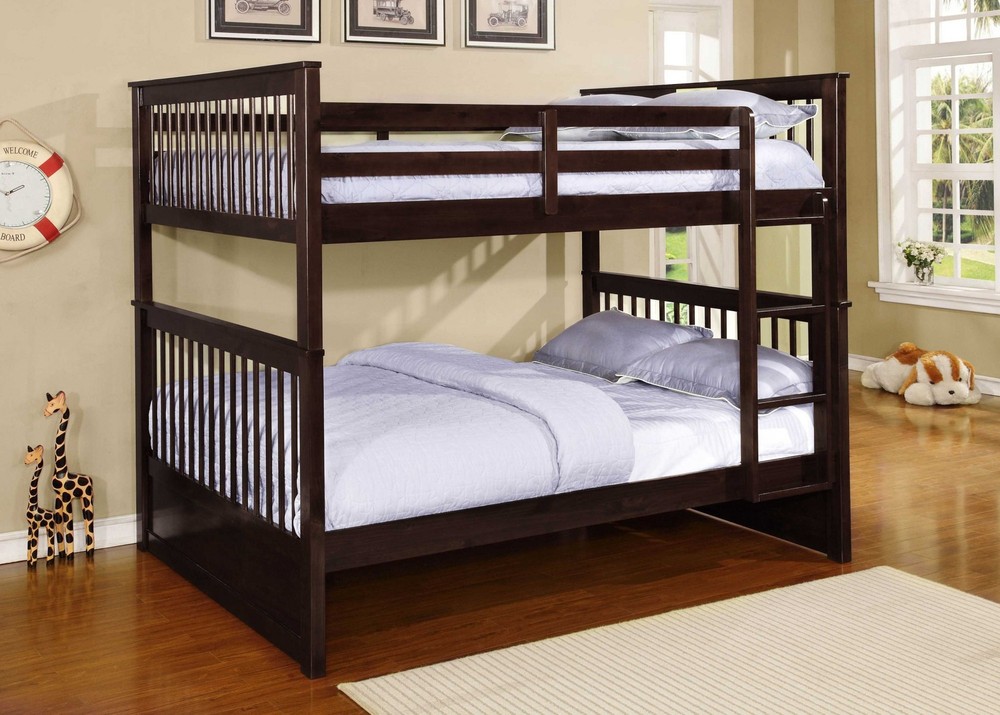 80.25" X 58.5" X 68.75" Brown Solid Wood and Manufactured Wood Full or Full Bunk Bed