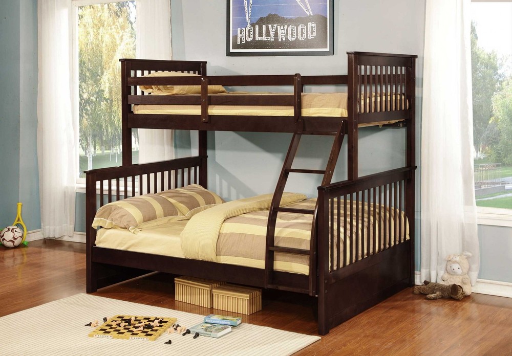 80.5" X 41.5-57.5" X 70.25" Brown Manufactured Wood and Solid Wood Twin or Full Bunk Bed