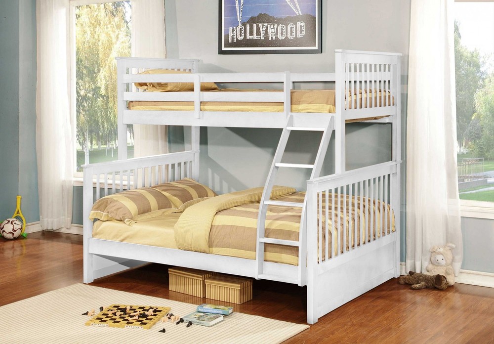 80.5" X 41.5-57.5" X 70.25" White Manufactured Wood and Solid Wood Twin or Full Bunk Bed