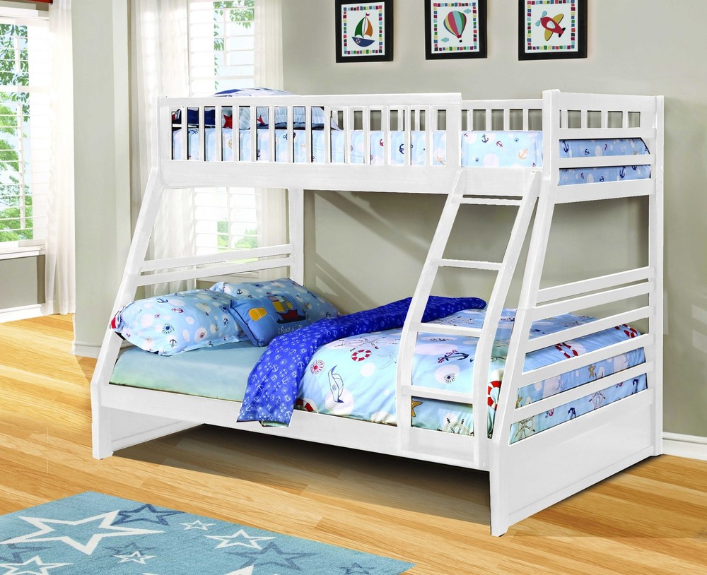 78.75" X 42.5-57.25" X 65" White Manufactured Wood and Solid Wood Twin or Full Bunk Bed