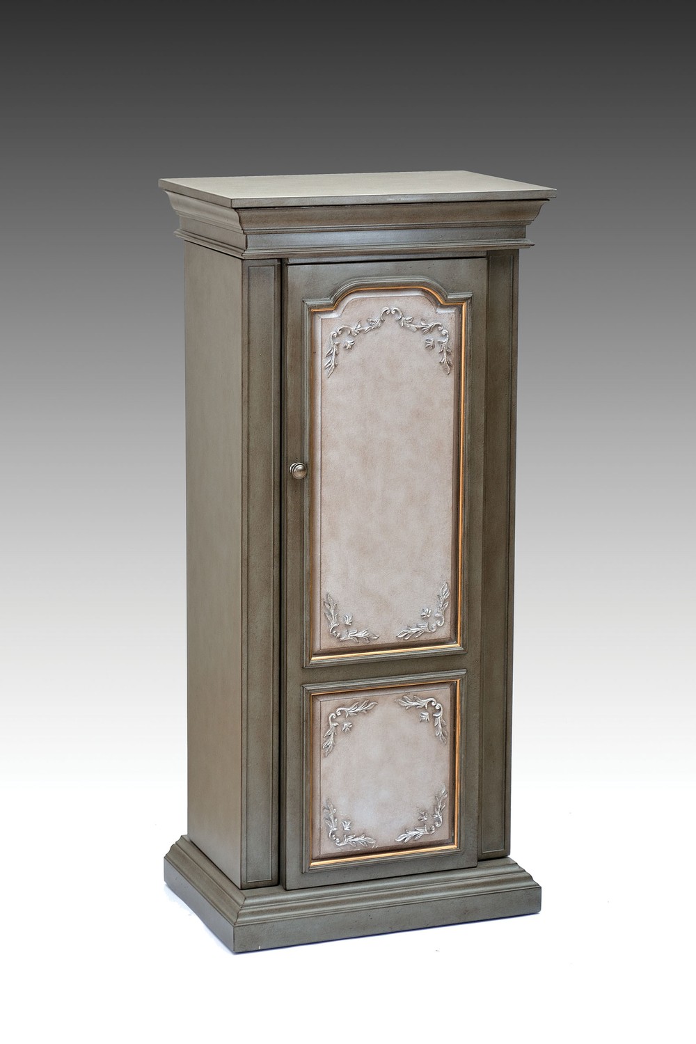 19" X 13" X 43" Antique Gray Antique Beige Wood Jewelry Armoire