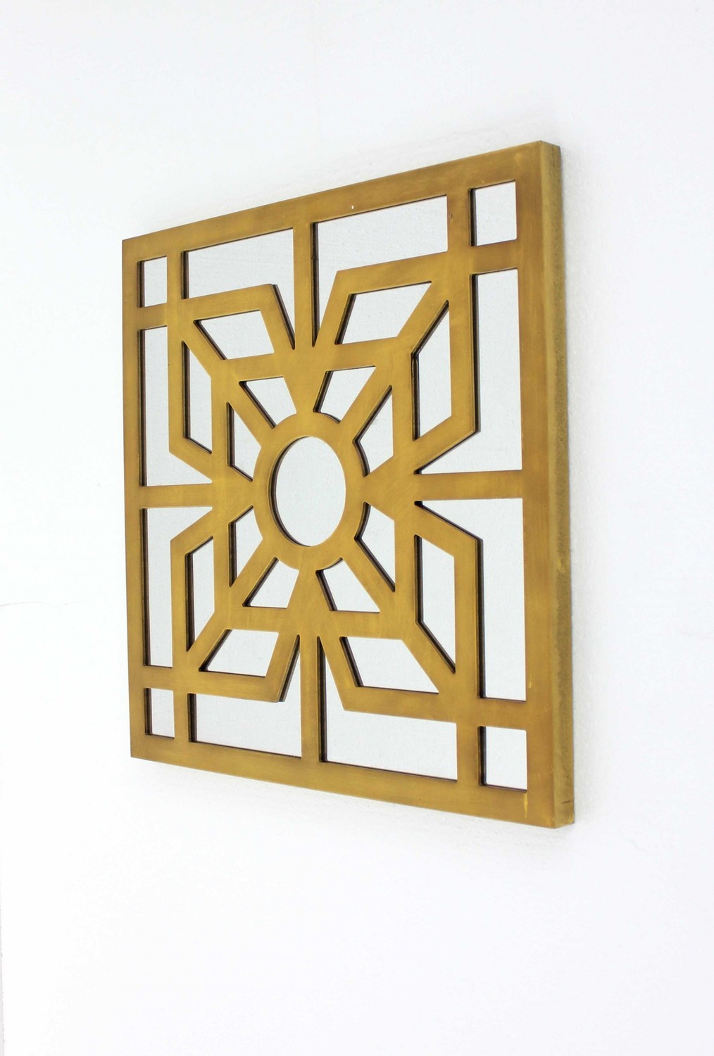 1.25" x 23.25" x 23.25" Bright Gold, Mirrored, Wooden - Wall Decor